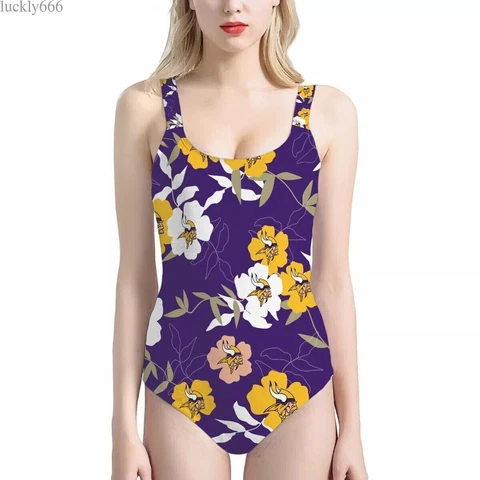 Minnesota Vikings Women's One Piece Swimsuit Bikini Beach Swimwears Bathing Set Cover