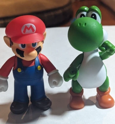 Lot Of Super Mario and Yoshi 4.75" Vinyl Toy Figurines & Super Mario Cart Toy - Image 1 of 4
