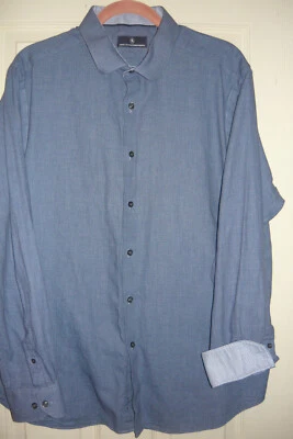 Camisa de vestir Hart Schaffner Marx para hombre XL extra grande algodón egipcio azul/gris Foto 1 de 4