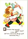 Postcard Muriel Atwell Busy Bee Little Girl Carrying Laundry C44