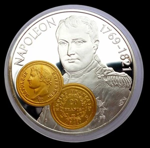 Netherlands Antilles 10 Gulden 2001 Silver Proof with Gold Trade coin 20 Francs - Picture 1 of 4