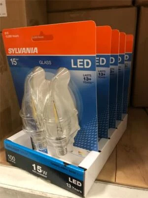 (10 Bulbs) Sylvania 1.6w LED 15w Replacement Candelabra Base E12 Daylight 5000K - Image 1 of 4