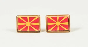 Macedonia Flag Cufflinks--Eastern Europe European Macedonian Balkan  - Picture 1 of 2