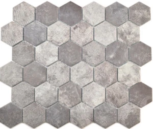Keramikmosaik Granit Grau Hexagon Fliesenspiegel Duschtasse 11H-0026_b | 1 Matte - Bild 1 von 7