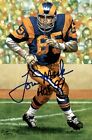 Tom Mack Hof Autographed Inscr Goal Line Art Glac Postcard Los Angeles Rams Jsa