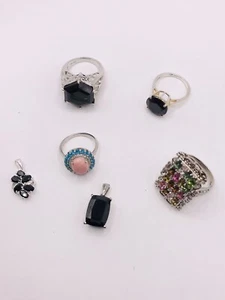 Sterling Silver Lot (4rings 2pendants) Of Jewelry  - Picture 1 of 2
