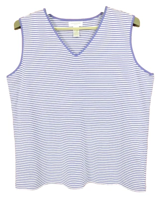 TB14552- JONES NEW YORK SPORT Women's Cotton Tank Top Sleeveless Striped Size 1X - Image 1 of 4
