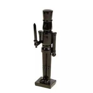 Nussknacker Figur mit Schwert Polyresin schwarz H 25 cm Weihnachten Deko zeitlos - Bild 1 von 1