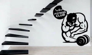 Bodybuilding Fitness Club Iron Sport Decor Wall MURAL Vinyl Art Sticker z830 - Picture 1 of 3