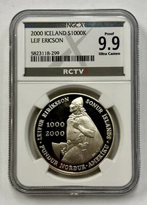 2000 Leif Ericson Iceland 1000K NGC X 9.9 Proof PF 70 Ultra Cameo - Picture 1 of 2