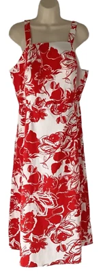 Vestido Madison Leigh para mujer talla 14W rojo blanco correas sin mangas floral nuevo con etiquetas Foto 1 de 2