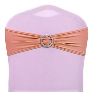 300 Spandex Stretch Chair Sashes Bow with Slider Buckle Wedding Party Decoration - Picture 1 of 42