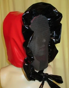 Lackhaube Lackmaske Gummigitter Zofehaube Lack Adultbabybonnet Facenet - Bild 1 von 5