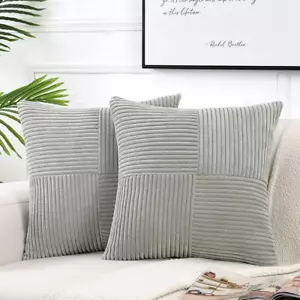 2 Packs Grey Decorative Throw Pillow Covers 18X18 Inch for Living Room Couch Bed - Picture 1 of 7