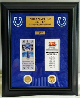 HIGHLAND MINT INDIANAPOLIS COLTS SUPERBOWL XLI TICKET AND COINS FRAMED  NEW Foto 1 de 3