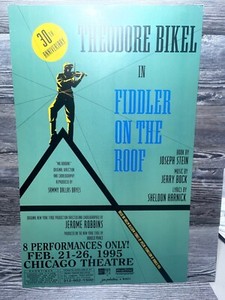 THEODORE BIKEL IN FIDDLER ON THE ROOF, CHICAGO THEATRE, WINDOW CARD/POSTER RARE