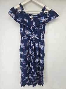 Girls Justice Dress Size M Blue Floral Long - Picture 1 of 6