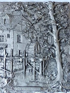 QUADRO IN PELTRO - QUADRO DA PARETE "MULINO AD ACQUA" - Foto 1 di 1