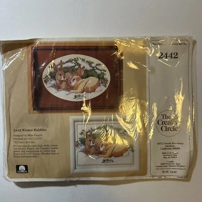 Vtg 80s The Creative Circle Counted Cross Stitch Kit 2442 Winter Rabbits NIP - Image 1 of 4