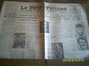 1935 -37 BOXE 2 JOURNAUX LE PETIT PARISIEN JOE LOUIS CHAMPION MONDE FARR-BAER - Imagen 1 de 5