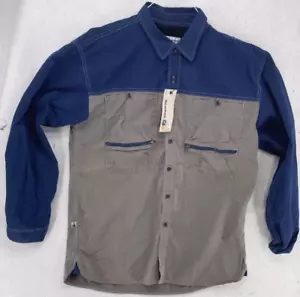 Bear Surfboards Shirt Color Block Large Gray Blue 1990's USA Made Vintage Y2K - Picture 1 of 11