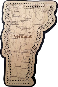 Vermont State Shape Straßenkarte Cribbage Board - Bild 1 von 1