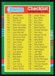 1991 Donruss Checklist 703-770-and BC11-BC22 #770 BASEBALL CHECKLIST - Picture 1 of 2
