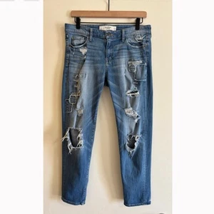 Abercrombie & Fitch Heavy Distressed Cropped Denim Low Rise Womens Jeans Size 4 - Picture 1 of 17