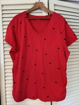 Camiseta de algodón Lane Bryant Red Blue Stars para mujer 18/20 manga corta cuello en V Foto 1 de 4