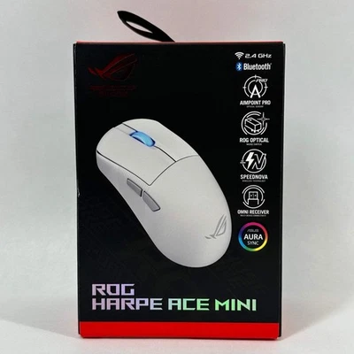 Новая игровая мини-мышь Asus ROG Harpe Ace белая ЗАПЕЧАТАННАЯ 90MP03Z0-BMAA10 - Изображение 1 из 4