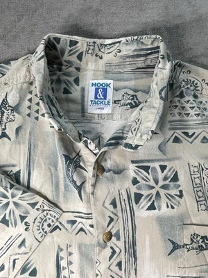 Hook & Tackle Outfitters Mens Shirt Large Multicolor Hawaiian Short Sleeve (W-E) - Image 1 of 4