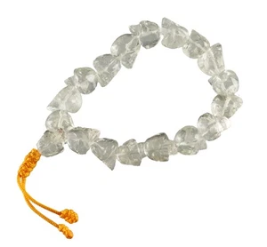 Bracelet tete de mort cristal de roche, 18 perles Népal # 26608 - Picture 1 of 15