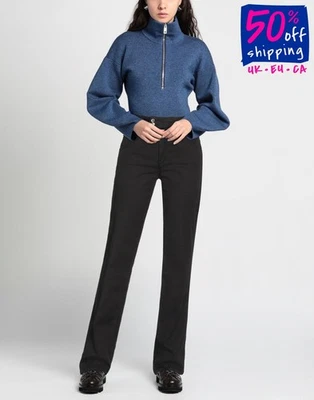 RRP€283 LOVE MOSCHINO Gabardine Bootcut Trousers W25 Black High Waist Stretch - image 1 of 4