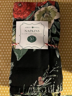 Juego de 10 servilletas florales negras alegres April Cornell Navidad país francés nuevas Foto 1 de 2