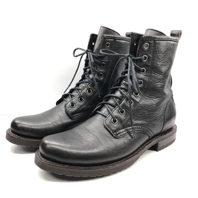 Frye Veronica Flex Black Leather Combat Boots Womens 9B Lace Up Booties #3476276 - Image 1 of 4