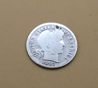 1897 P BARBER DIME 90% SILVER PHILADELPHIA MINT $0.10 UNITED STATES OF AMERICA - Image 1 of 2