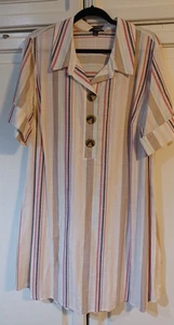 A.N.A. Striped Shift Dress Size 18 With Underdress NWOT linen feel - Picture 1 of 7