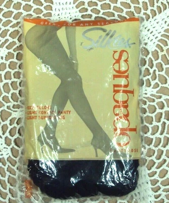 Vtg SILKIES OPAQUES Pantyhose ~ 050527 QUEEN / DARK NAVY BLUE ~ USA - Image 1 of 4