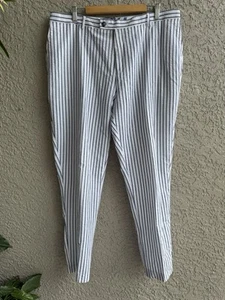 Pantalone uomo Paisley & Grigio bianco blu nautico Seersucker slim fit 42W-32L NUOVO - Foto 1 di 6