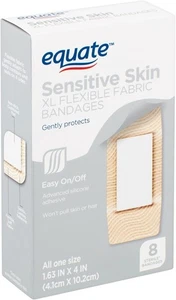 Equate Sensitive Skin XL Flexible Stoffbandagen 8 Ct 8 Stück (1er Pack)  - Bild 1 von 9