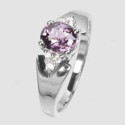 Anéis finos feitos à mão de prata esterlina 925 lavanda roxo espinélio 0,72 ct - Imagem 1 de 4