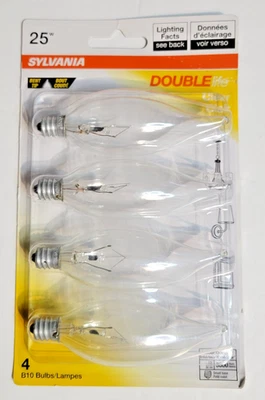 SYLVANIA 25B10C/DL/BL/4PK 120V B10 Decor Torpedo Light Bulb NEW - Image 1 of 2