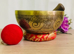 Cuenco cantor flor de la vida artesanal-tazón maestro para curación de chakras y yoga - Imagen 1 de 4