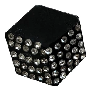 Mid Century Button with Clear Rhinestones Hexagonal Shape ~ Fashion - Picture 1 of 2