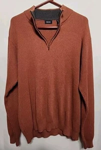 IZOD L UNISEX MENS 100% COTTON BROWNISH ORANGE KNIT V NECK SWEATER STYLISH - Picture 1 of 10