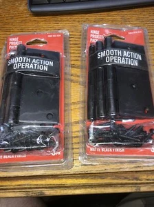 *LOTE DE 2* Everbilt 4 pulgadas Bisagra de acción lisa esquina cuadrada negra mate H10 - Imagen 1 de 2