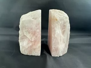 Rose Quartz Pink Crystal Bookends - Extra Large 5" Tall - Natural Home Decor - Picture 1 of 5