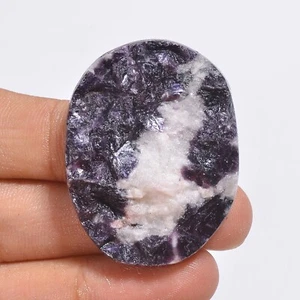 88.00 Cts Genuine  Purple Lepidolite Oval Druzy 41X31X8 mm - Picture 1 of 6