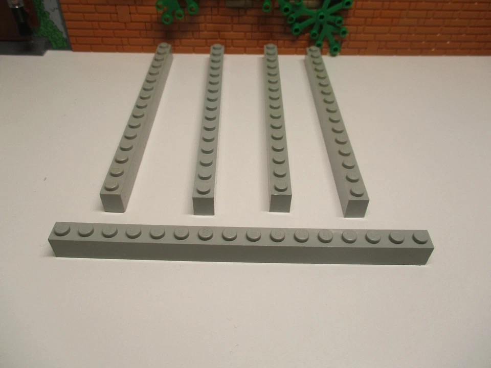 (i15/1) 5x Lego 2465 bloque de construcción 1 x 16 barras básico antiguo gris... - Imagen 1 de 1