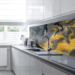 Premier Range Acrylic Splashbacks Black Gold and Accessories - Picture 1 of 5